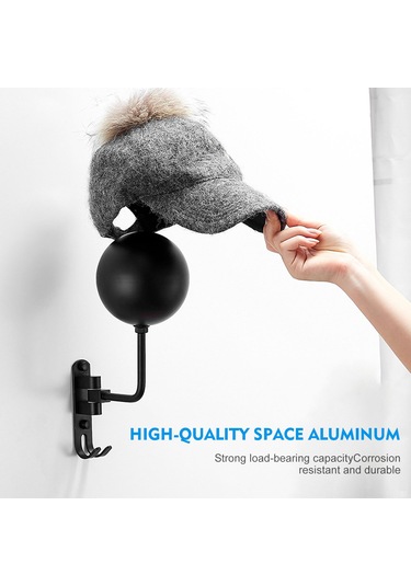 Ranyeek Duvar Tipi Çift Kanca Motosiklet Kask Tutucu - 180 Döner, Katlanabilir, Alüminyum Malzeme, Helmet Ve Giysi Saklama, Garaj/ofis Uygun Siyah