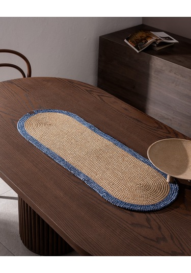 Madame Coco Alsace Masa Runner - Naturel/mavi 8684427227930 Çok Renkli