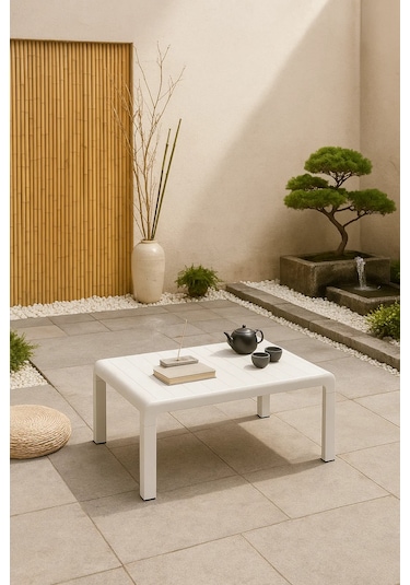 Lara Sehpa Bahçe - Balkon - Teras Mobilyası - Beyaz