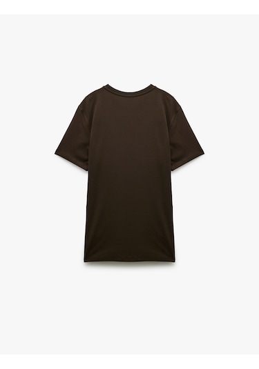 Koton Pamuklu Kısa Kollu Bisiklet Yaka Erkek Basic Tişört Kahverengi 6wam10062hk Kahve