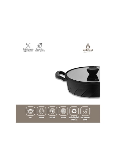 Amboss Vento 7 Parça Döküm Titanyum Kaplama Tencere Tava Seti Siyah Siyah