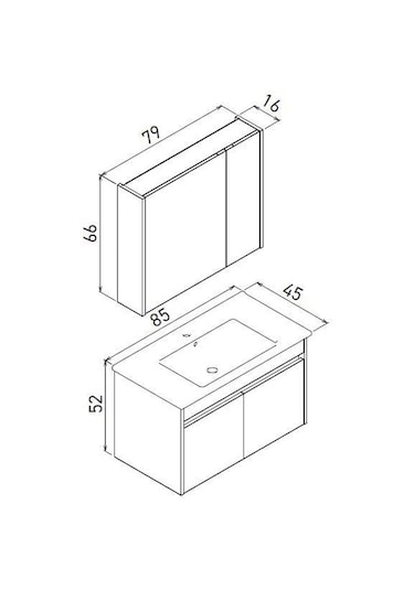 Orka Arno 85 Cm Parlak Kaşmir Kapaklı Banyo Dolabı Takımı Ve Boy Dolabı Kaşmir