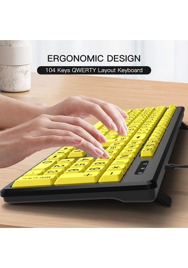 Springsun Yaşlılar İçin Büyük Tuşlu Usb Klavye - Sessiz, Suya Dayanıklı, Yüksek Kontrastlı