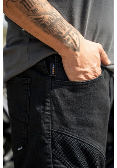 Tech90 Fileli Black Ventilation Korumalı Cordura Motosiklet Pantolonu