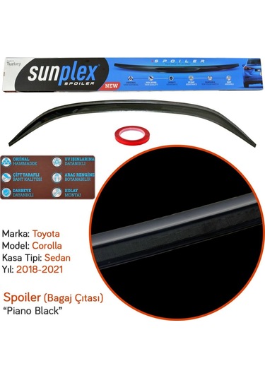 Sunplex Toyota Corolla Uyumlu 2018-2021 Spoiler Bagaj Çıtası Piano Black