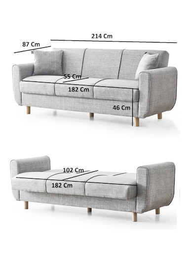 Flavia 3'lü Kanepe Salon, Oturma Odası Yataklı Bazalı Krem