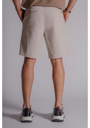 Braccas Erkek Yandan Cepli Klasik Bel Relaxed Fit Chino Şort Bej Bej