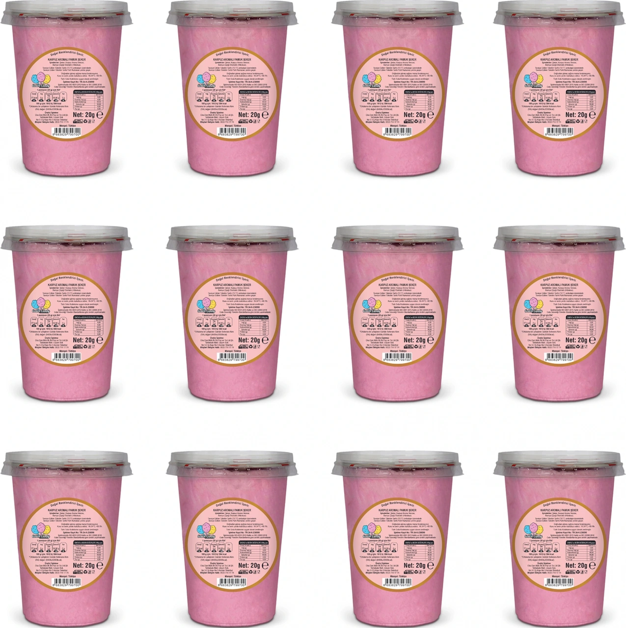 Karpuz Aromalı 12'li Gurme Pamuk Şekerler