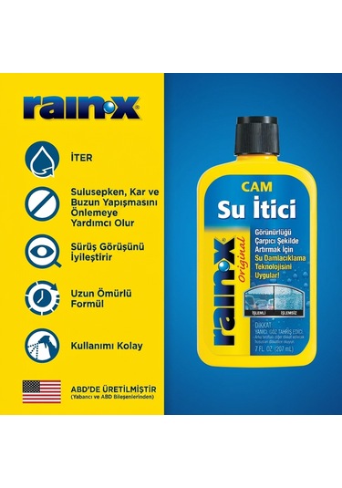 Rain-x Yağmur Önleyici İtici 200 Ml - Yağmurlu Havalarda Kristal Netliğinde Görüş