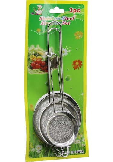 3pcs Set Mini 5-7-8cm Tel Süzgeç Metal Çerçece Metal Sap 8.5-10.5-10.5cm 4741 Adaçayı