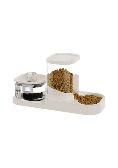 Büyük Kapasite Kedi Köpek Su Pınarı Entegre Mama Kabı 2 In 1 Otomatik Mama Su Kabı