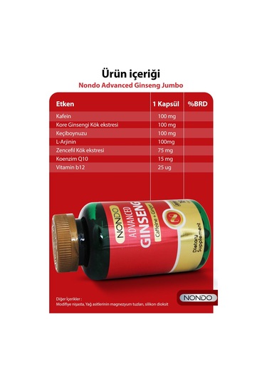 Nondo Ginseng 180 Kapsül Jumbo Boy
