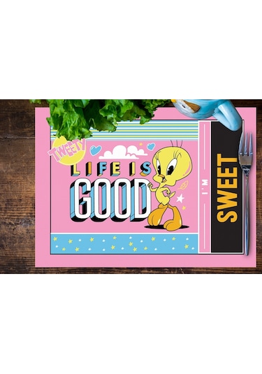 Adawall Home Tweety Teams Kumaş Amerikan Servis 4'lü Set 35x50cm Çok Renkli