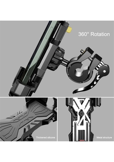 Cbtx Fl-201 Motosiklet Telefon Montajlı Bisiklet Telefon Tutucu  4.7 ''- 6.9''  - Siyah