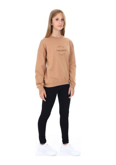 Toontoy Kız Çocuk The Best Yazılı Baskılı Taytlı Takım Kahverengi