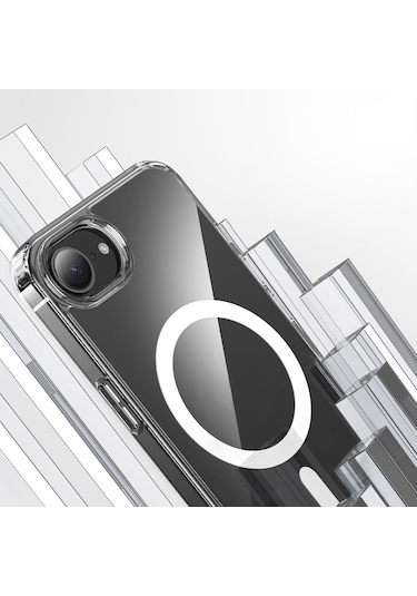 Kilifone - İphone 16e Uyumlu - Kılıf Magsafe Şarj Özellikli Şeffaf Sert Pc Koruyucu Embos Kapak - Şeffaf - T36097 Şeffaf