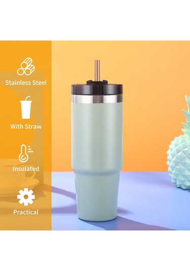 Hangfox 304 Çelik Isı Saklama Bardak 30oz Beyaz: 6-12 Saat Sıcak/soğuk Tutar, Pipetli Kapağıyla Araç, Kamp Ve Günlük Kullanım