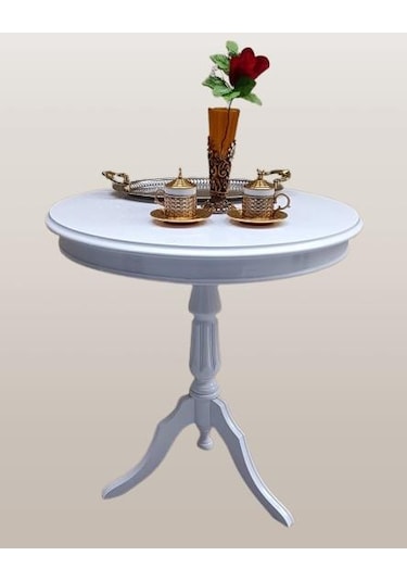 Fiskos Sehpa Eko 90502 Baba 3 Ayak 60cm Hareketli Mdf Tabla Parlak Beyaz El Yapım