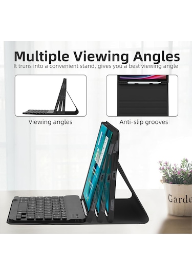 Jeemson Samsung Galaxy Uyumlu Tab S7/s8/s9/s9 Fe 11" İçin Bluetooth Klavye Kılıf - 7 Renkli Arka Işık, Kalem Dolabı Ve Çok Açı Desteği - Siyah