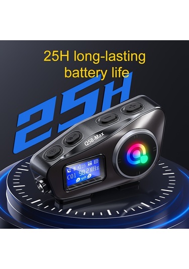 Q58-max Motosiklet Kask谋 Toz Ge莽irmez Telsiz Kulakl谋k Lcd Ekran M眉zik Payla艧谋m谋 Ve El Feneri 2 Yolcu 500m Telsiz