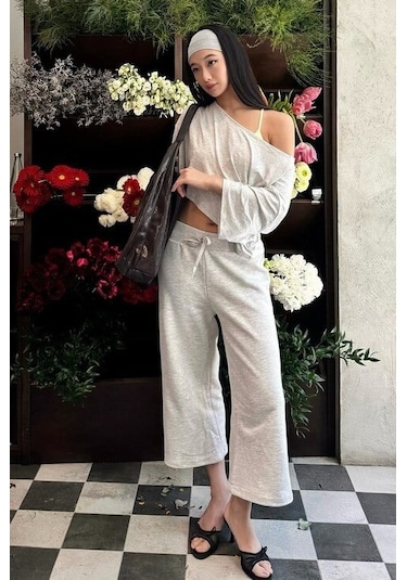Madmext Karmelanj Stoperli Barrel Fit Kapri Eşofman Altı Mg2782