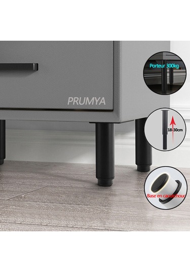 Mufunye Mobilya Ayakları 180'den 300mm'ye Kadar Soğuk Haddelenmiş Çelikten Ayarlanabilir 4'lü Set Yatak Kanepe Masa Gardırop İçin Uygun