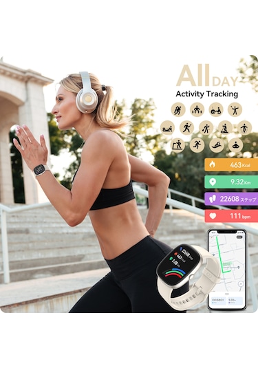 Geeroyoo Anyloop Alw1 Akıllı Saat, 1.69" Ekran, 24/7 Kalp Atımı Ve Spo2 İzleyici, Uyku/adım/hedef Takibi, 100+ Spor Modu, Ip67 Su Geçirmez, Android/ios Uyumlu, Bej
