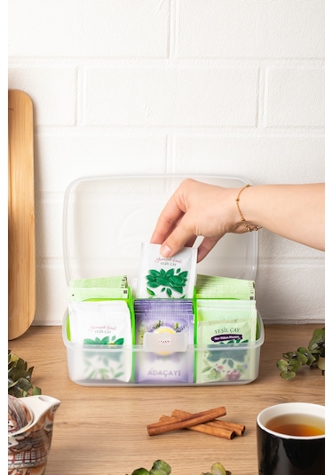 Porsima 1178 Premium 6 Bölmeli Poşet Çay Kutusu Sallama Çay Kutusu Yeşil