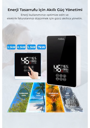 Dijital Akıllı Şofben - Duş Başlığı li