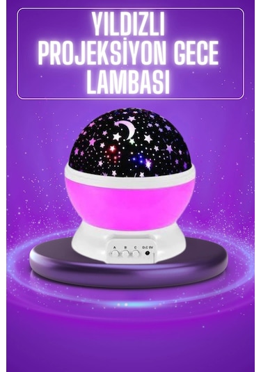 Yıldız Görünümlü Gece Lambası Renkli Masa Lambası Gökyüzü Projeksiyon 78159260