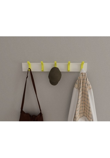 Hepsi3boyutlu Modern Duvar & Kapı Kanca Askılık - 5 Adet Sarı Kanca Askılık - Model No : 2 Sarı
