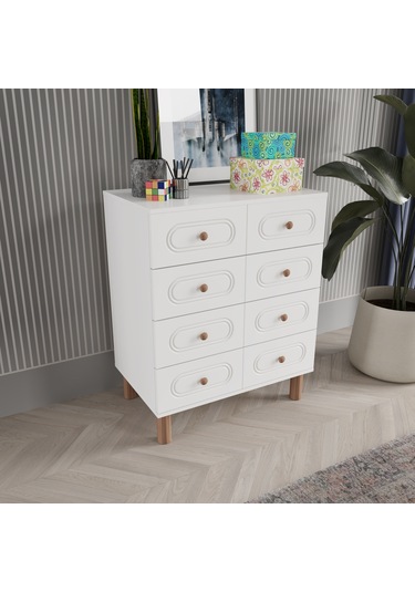 Dova 4 Çekmeceli Şifonyer - Mdf Kapak Beyaz