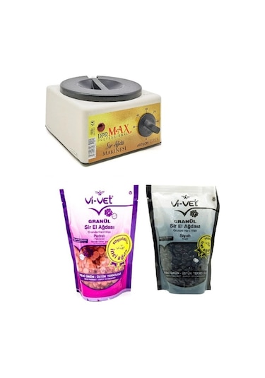 Ege Sir Dpr Max Ağda Makinesi + Vi-Vet Pudralı Granül İnci Ağda 250 G + Siyah Granül İnci Ağda 250 G