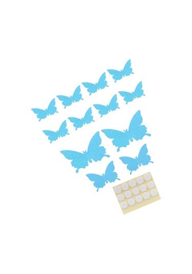 Yaleker 12 Adet 3d Simülasyon Parlak Kelebek Duvar Stickerleri - Pvc Çevre Dostu, Ev Dekorasyonu, Düğün, Balkon İçin Dayanıklı Dekoratif Etiketler Mavi