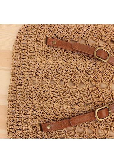 Arion Kağıt İplik Hasır Sırt Çantası Str-1204 Kahverengi