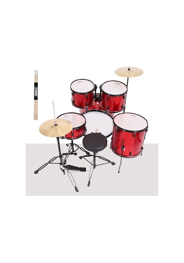 Midex CD900X-RD 22'' Yetişkin Akustik Bateri Davul Seti 22B-13T-12T-16F-14S (5 Parça)