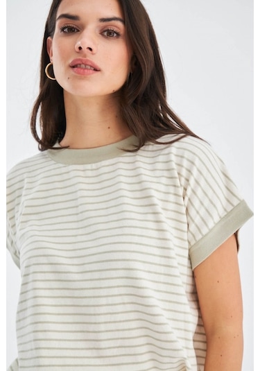 Peraluna Vera Blouse & Shorts Pamuklu Yazlık Kadın Triko Şort Tak Ekru