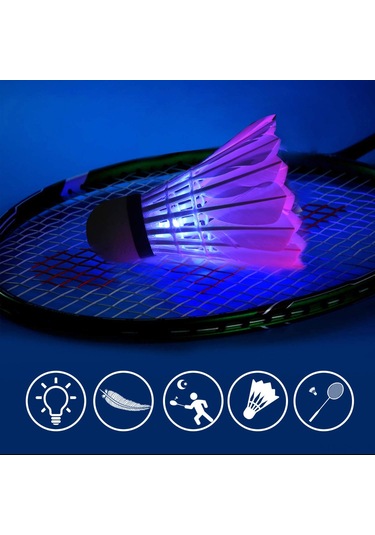 Aubyhe Led Işıklı Badminton Topu 4'lü Set - Kırmızı, Yeşil, Mavi Ve Renkli Parıltı - Geceleri Oynama İçin Dayanıklı Kanatlı Top