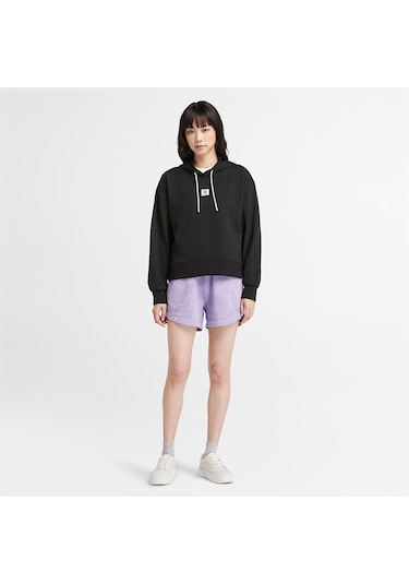 Timberland Stack Logo Loop Back Hoodie Kadın Sweatshirt-33280 Siyah