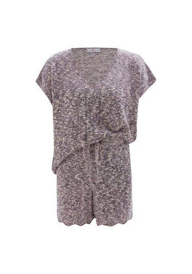 Peraluna Renge Blouse & Shorts Yazlık Viskonlu Kadın Triko Şort T Lila