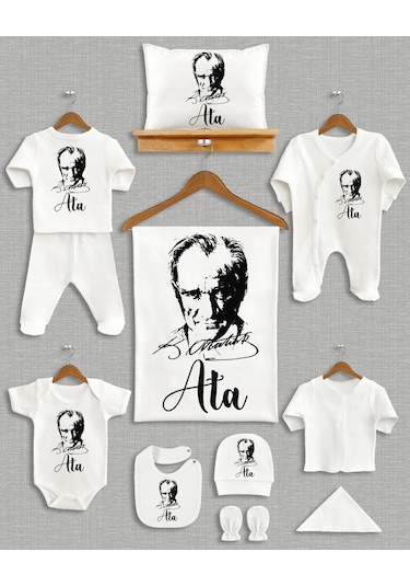 Atatürk Baskılı İsme Özel Organik Hastane Çıkışı 11'li Ekru