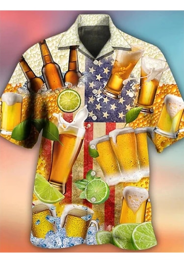 Snapbuy 3d Baskılı Sosis Desenli Hawaii Gömlek - Erkek Yaz Kısa Kollu Plaj Gömleğikadın Koyu Gri