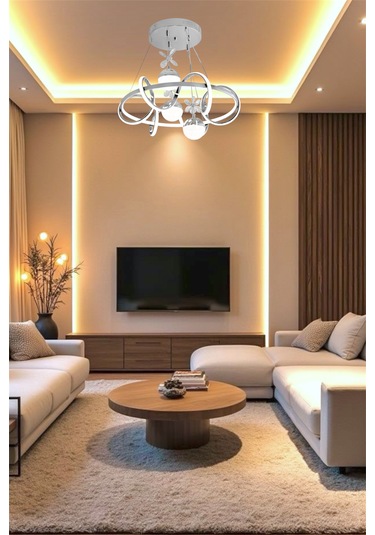 Ey Shop 3 Lü Toplu Çember 3 Renk Beyaz&sarı&günışığı Led Avize Krom