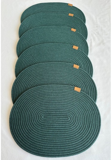Jüt Amerikan Servis Sofra Altlığı, Masa Dekoru Supla Oval 30x40 6lı Koyu Yeşil