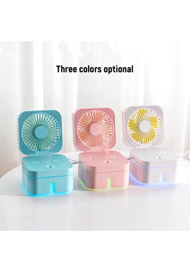 Springsun Usb Büyülü Küp Katlanır Fan + Nemlendirici Sessiz, Taşınabilir, Led Gece Lambası