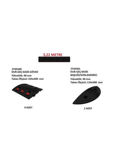 Hız Kesici Kasis Zeplin Marka 9 Adet Kasis Gövde+ 2 Adet Kasis Sonlandırıcı+ Montaj Vidaları