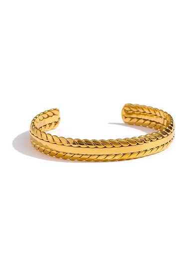 Eetit Paslanmaz Çelik Altın Yapraklı Manşet Bileklik Kadın Bileklik Altın