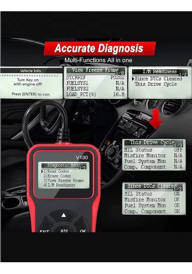 Obd2 Kod Okuyucu Eobd Obd 2 Tarayıcı Araç Teşhis Araçları Dijital Ekran Evrensel 16 Pin Hata Sil