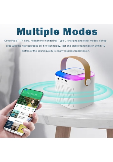 Vkemall Y1 Pembe Minik Kablosuz Mıkrofonlu Hoparlör - Ev Ve Dışarıda Karaoke İçin Bluetooth 5.3, 8-10 Saat Çalma Süresi, Tek Mıkrofon