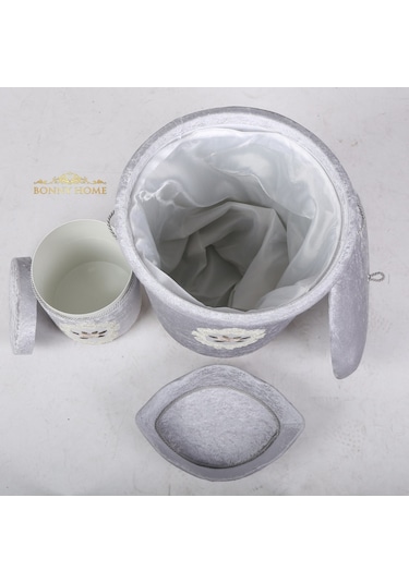 Shems Gri 6 Prç Kirli Çamaşır Sepeti Seti + Banyo Paspası Seti